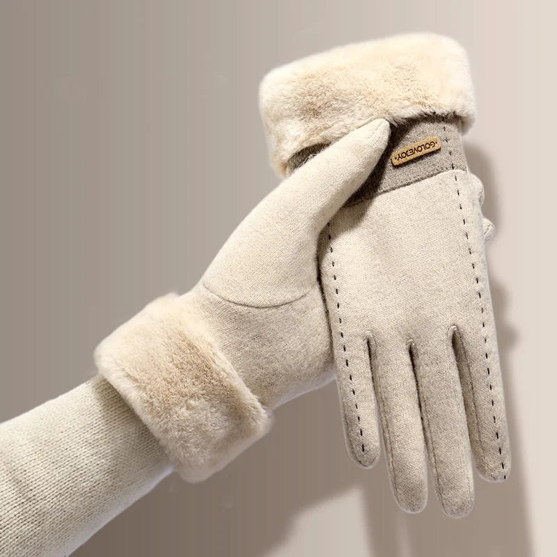 Juliette – Gants élastiques en peluche chaude, doux et pratiques