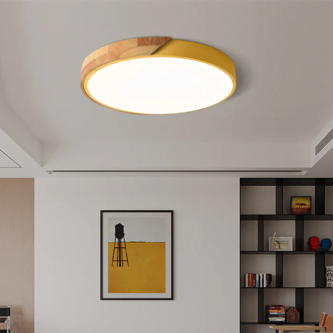Lampa sufitowa LED skandynawska z drewna do nowoczesnej dekoracji wnętrz - oświetlenie w stylu skandynawskim