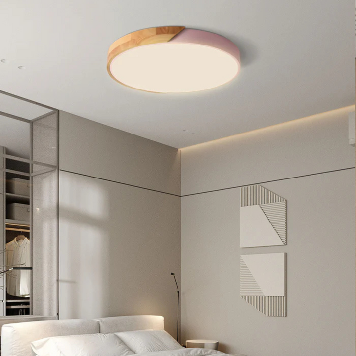 Lampa sufitowa LED skandynawska z drewna do nowoczesnej dekoracji wnętrz - oświetlenie w stylu skandynawskim