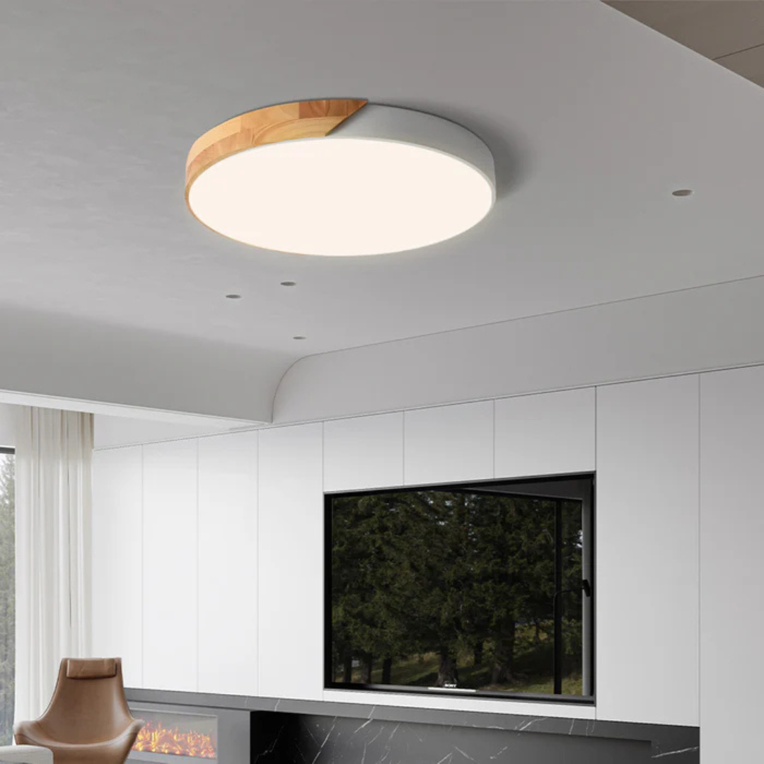 Lampa sufitowa LED skandynawska z drewna do nowoczesnej dekoracji wnętrz - oświetlenie w stylu skandynawskim