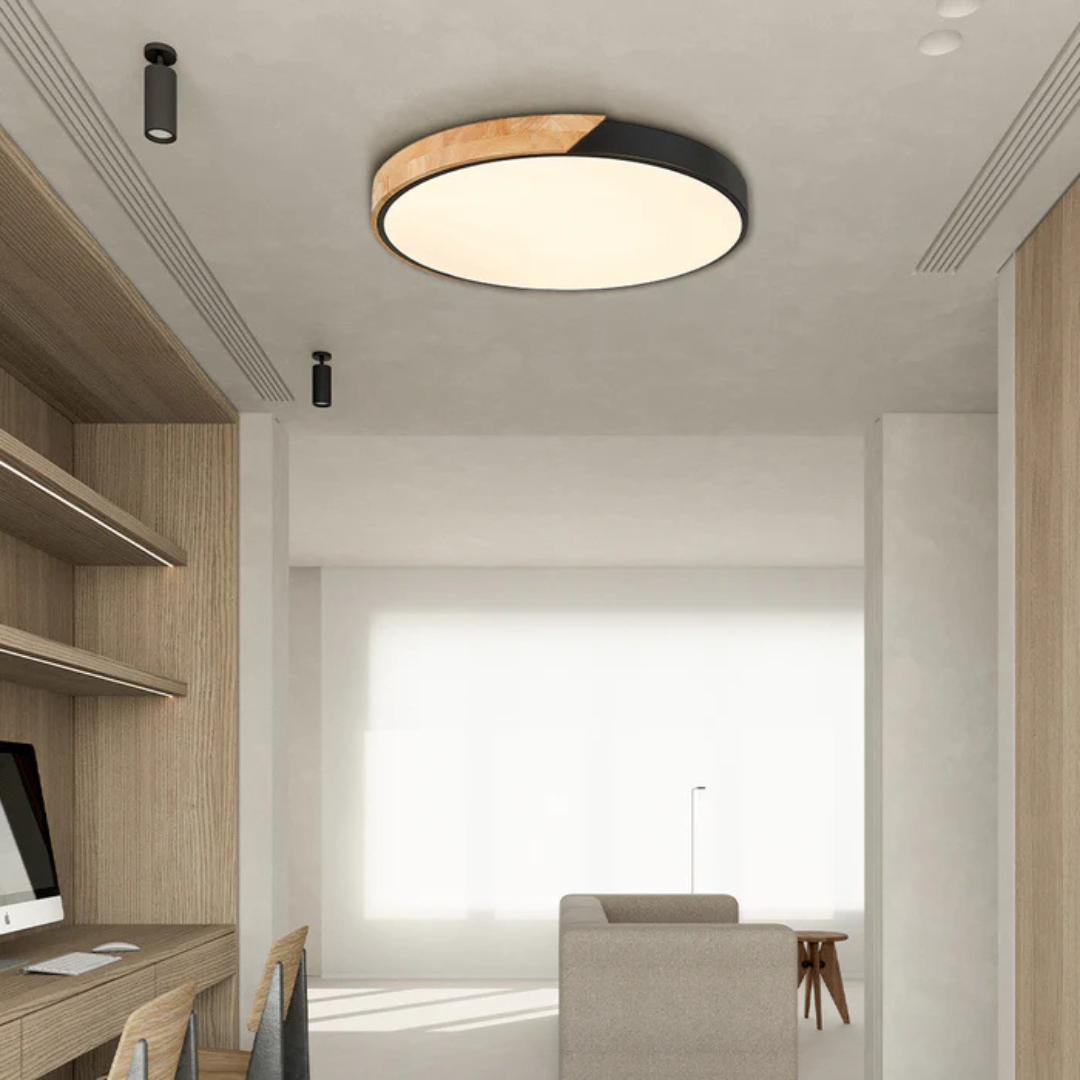 Lampa sufitowa LED skandynawska z drewna do nowoczesnej dekoracji wnętrz - oświetlenie w stylu skandynawskim