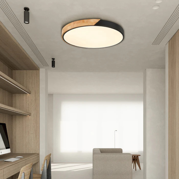 Lampa sufitowa LED skandynawska z drewna do nowoczesnej dekoracji wnętrz - oświetlenie w stylu skandynawskim