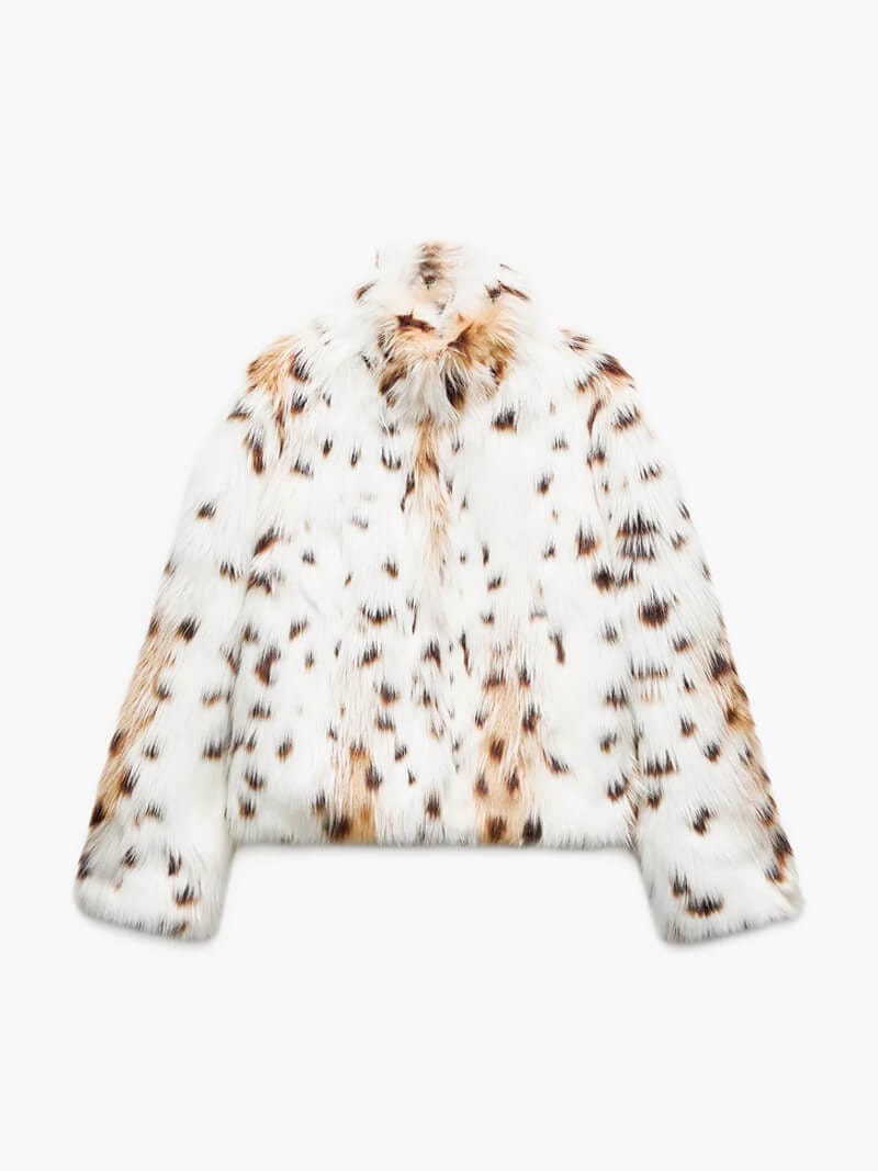 Leopard print faux fur jacket