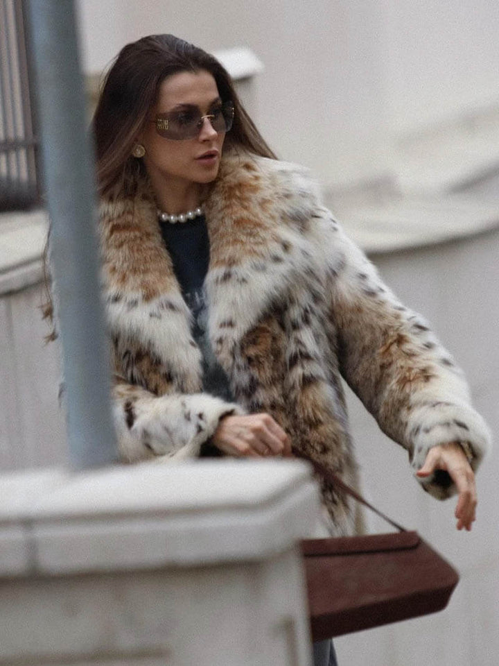 Leopard print faux fur jacket