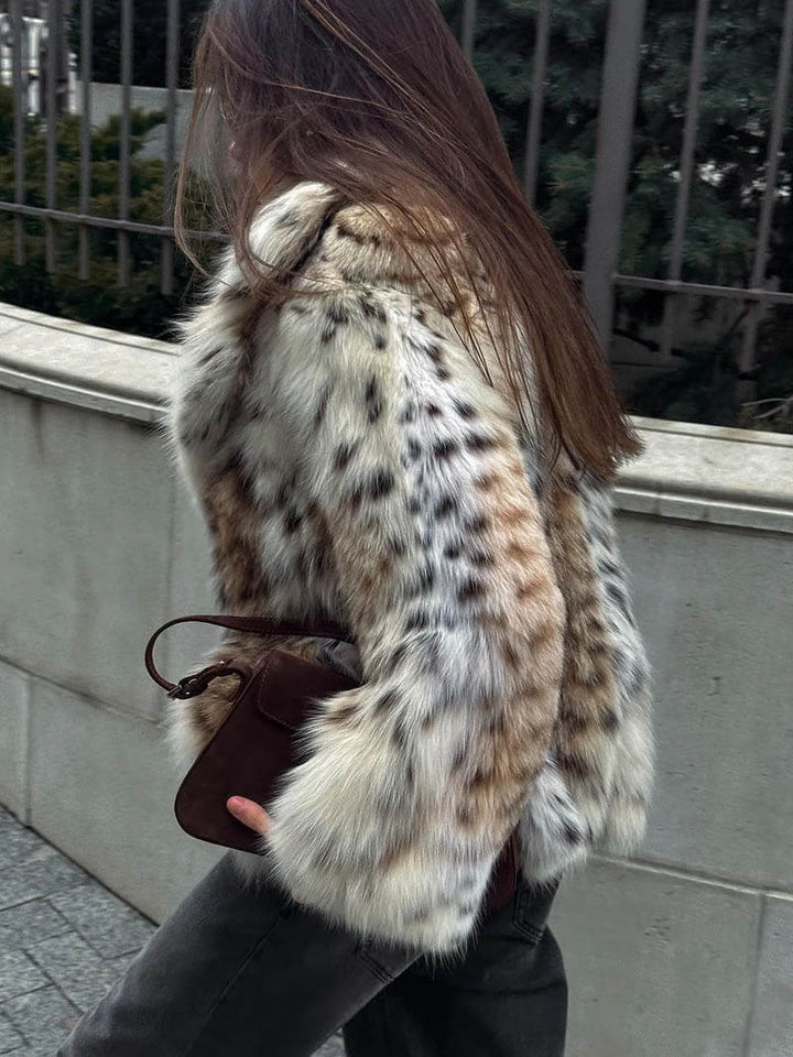 Leopard print faux fur jacket
