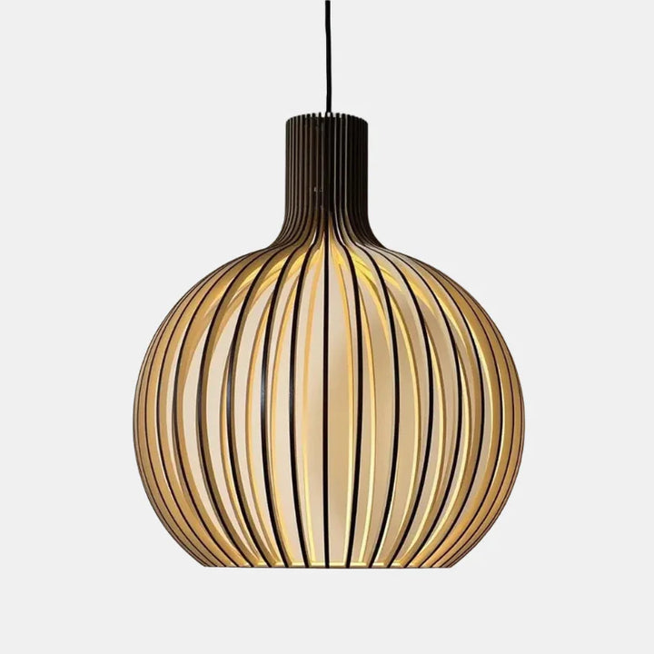 Lustre en Bois Naturel au Design Minimaliste et Accueillant - Éclairage Intérieur Moderne