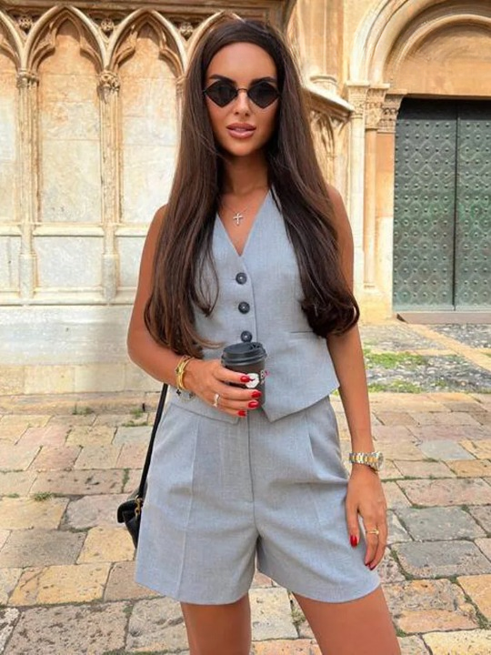 Ensemble blazer sans manches élégant - Style intemporel et confortable