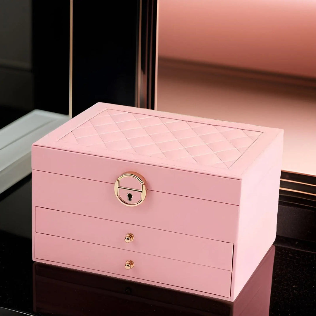 Luksusowe pudełko na biżuterię z wieloma warstwami – EleganceBox | Eleganckie przechowywanie biżuterii