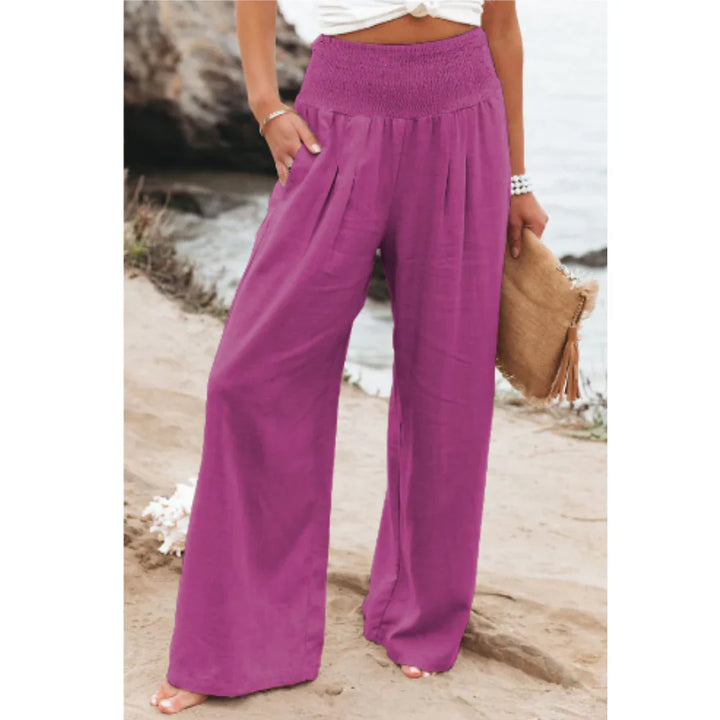 Lässige Sommerhose mit weitem Bein für Damen | Hohe Taille
