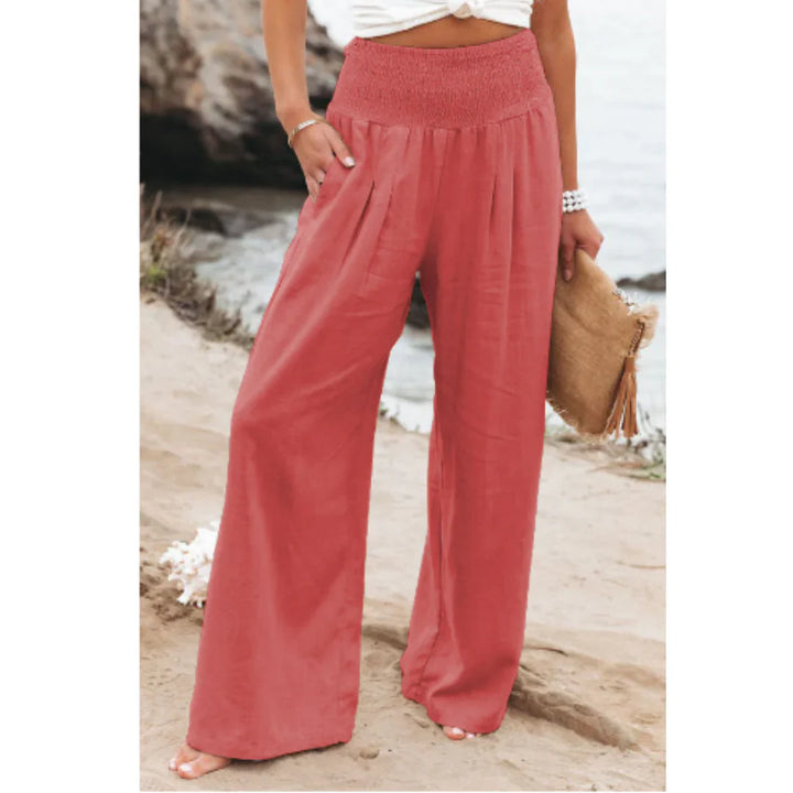 Lässige Sommerhose mit weitem Bein für Damen | Hohe Taille