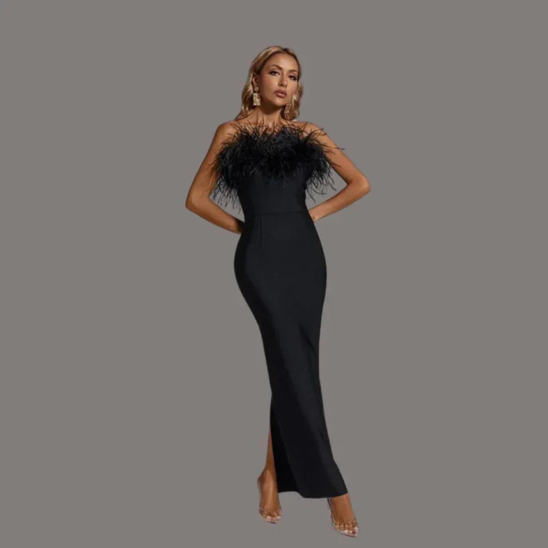 Femmes Robe Noire Élégante Sans Manches | Maxi