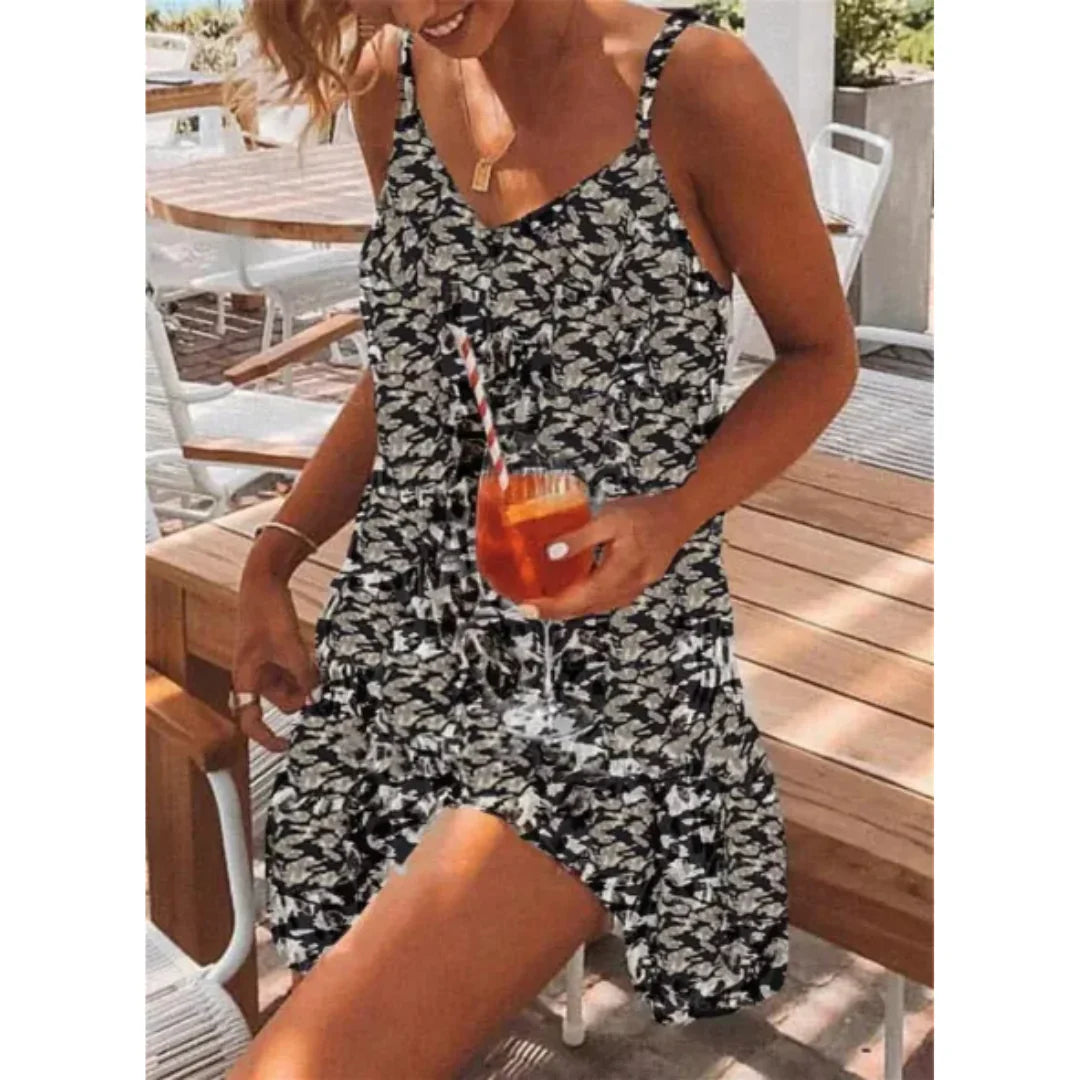 Ärmelloses Sommerkleid mit Leopardenmuster für Damen | Mini