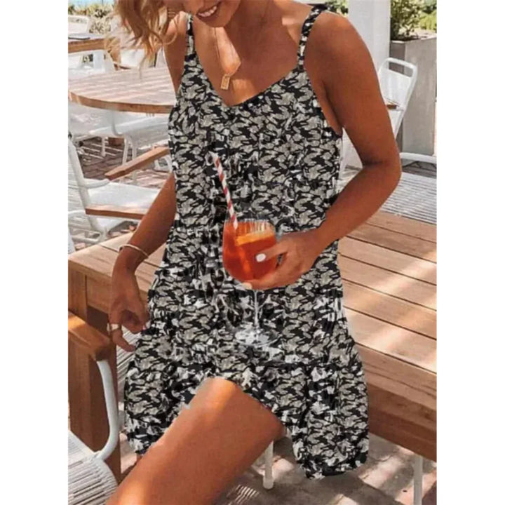 Ärmelloses Sommerkleid mit Leopardenmuster für Damen | Mini