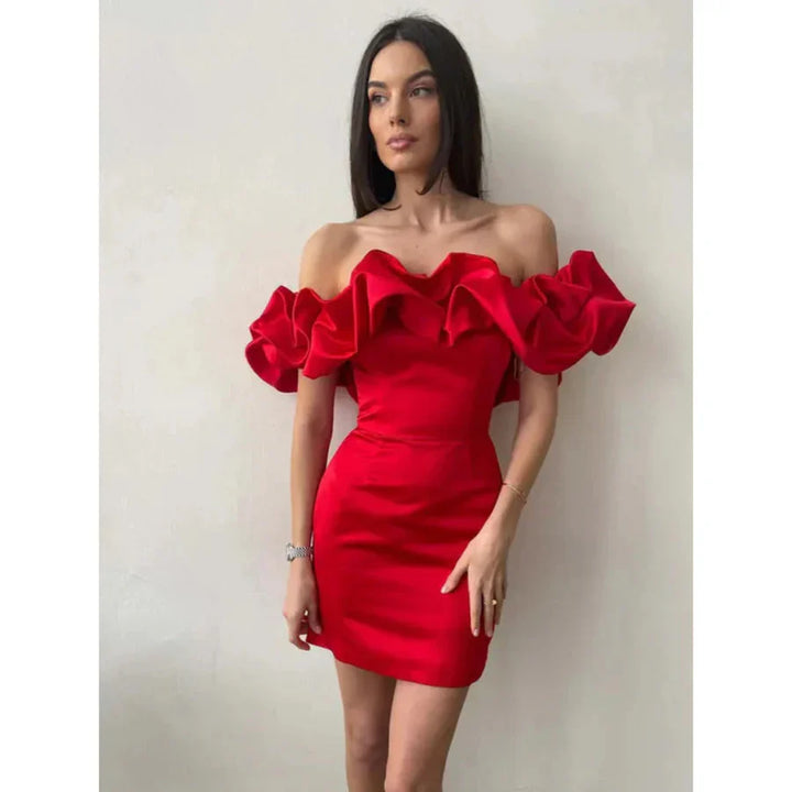 Femmes Ruché Robe Sans Épaule | Mini