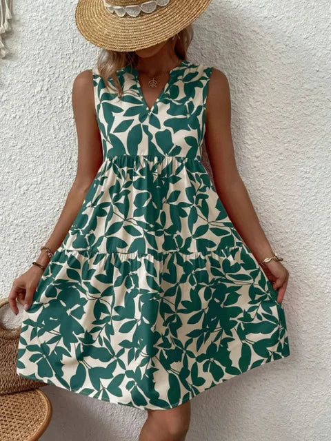 Vestito con scollo a V e stampa floreale