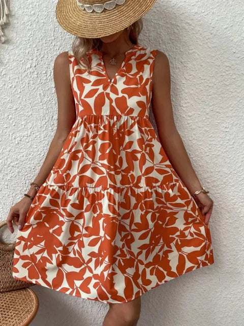 Vestito con scollo a V e stampa floreale