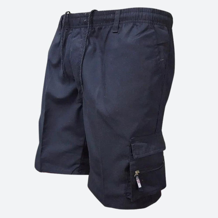 Short Cargo Homme Multi-Poches avec Taille Élastique et Fermeture Cordon