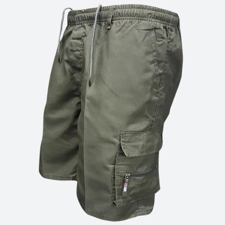 Short Cargo Homme Multi-Poches avec Taille Élastique et Fermeture Cordon