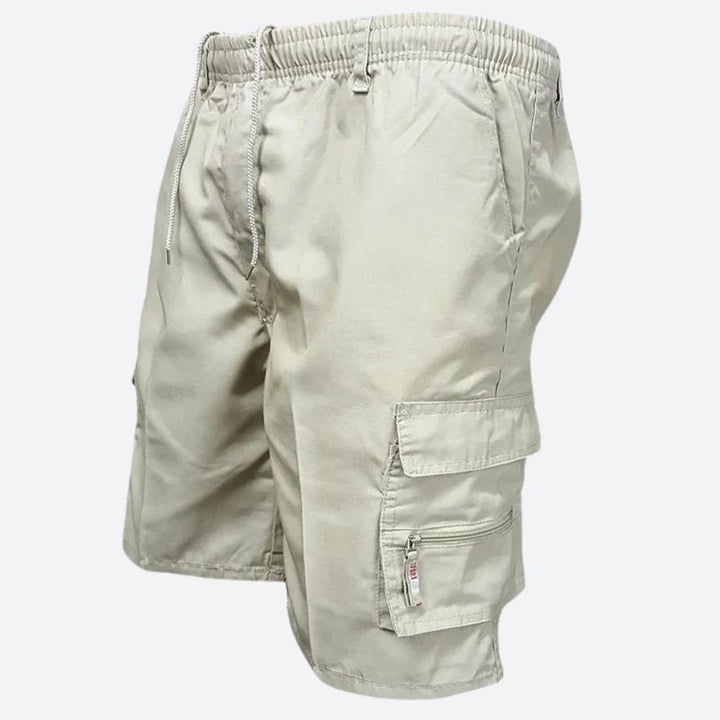 Short Cargo Homme Multi-Poches avec Taille Élastique et Fermeture Cordon