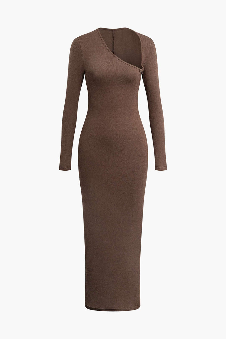 Robe Longue Asymétrique Élégante – Coupe Ajustée et Confort Stretch