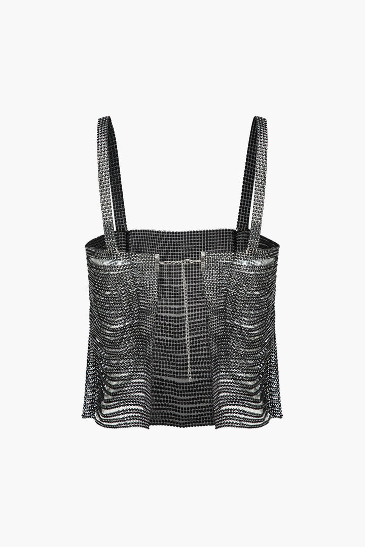 Top Cami à Strass Transparent en Polyamide