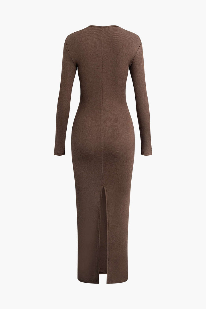 Robe Longue Asymétrique Élégante – Coupe Ajustée et Confort Stretch