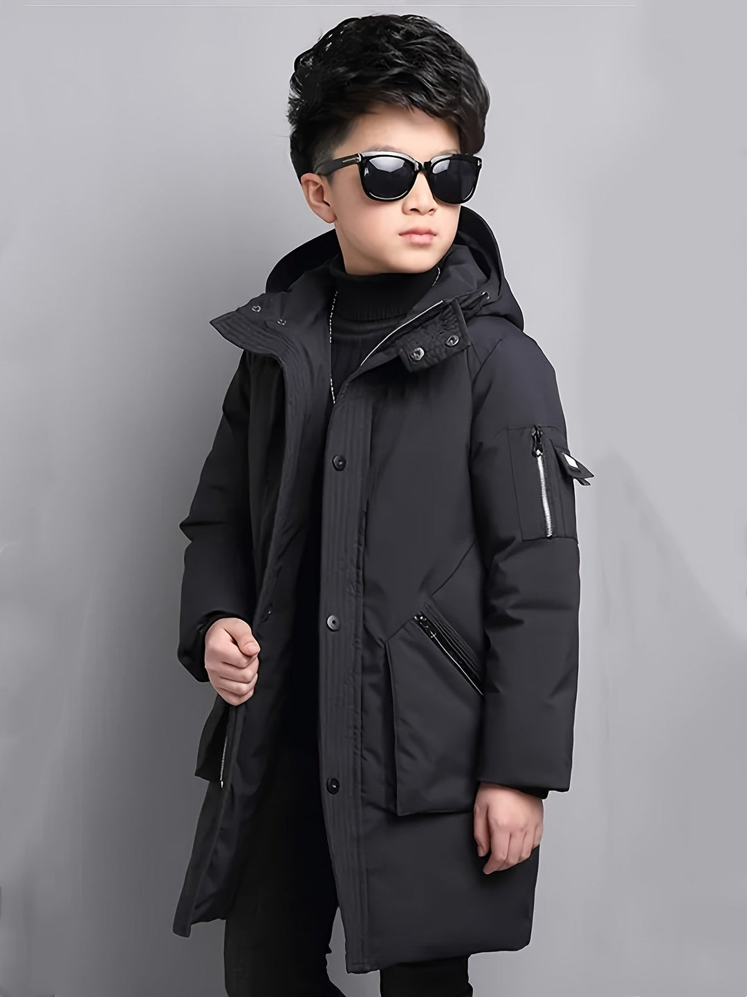 Nico – Cappotto invernale con cappuccio e cerniera per ragazzi