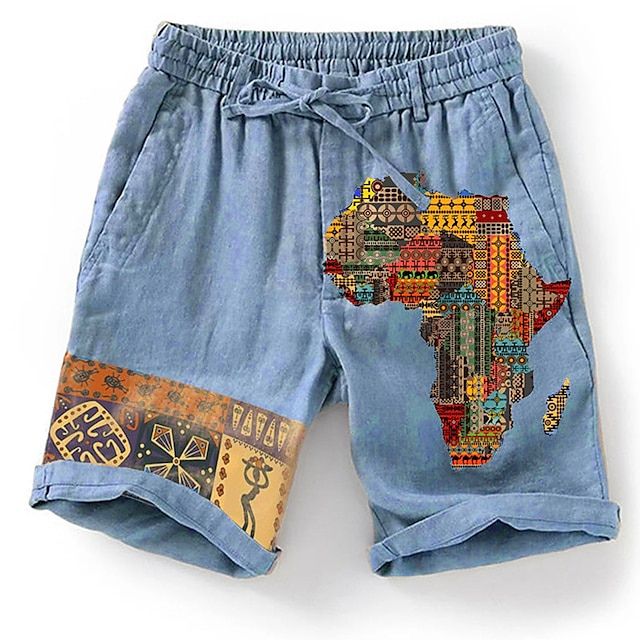 Short ethnique homme motif Afrique – Léger, original, avec imprimés tribaux et coupe décontractée