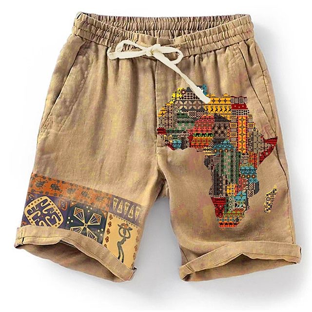 Short ethnique homme motif Afrique – Léger, original, avec imprimés tribaux et coupe décontractée