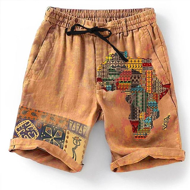 Short ethnique homme motif Afrique – Léger, original, avec imprimés tribaux et coupe décontractée