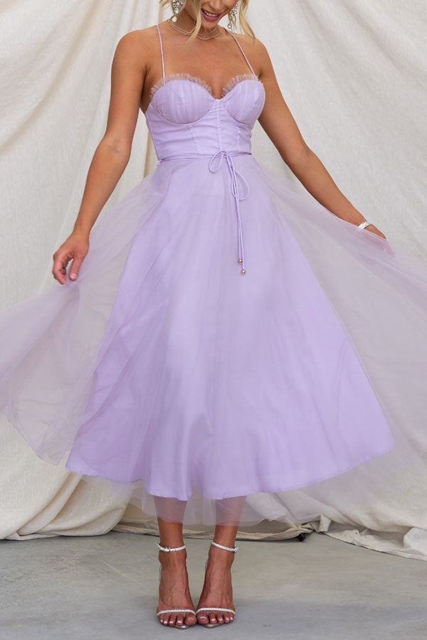 Robe de soirée bustier en mousseline - Anais