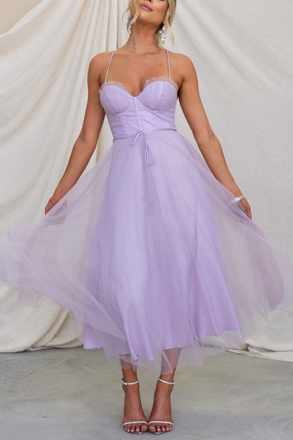 Robe de soirée bustier en mousseline - Anais