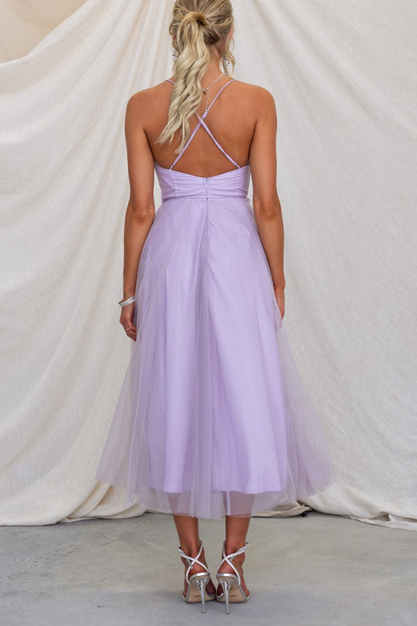 Robe de soirée bustier en mousseline - Anais