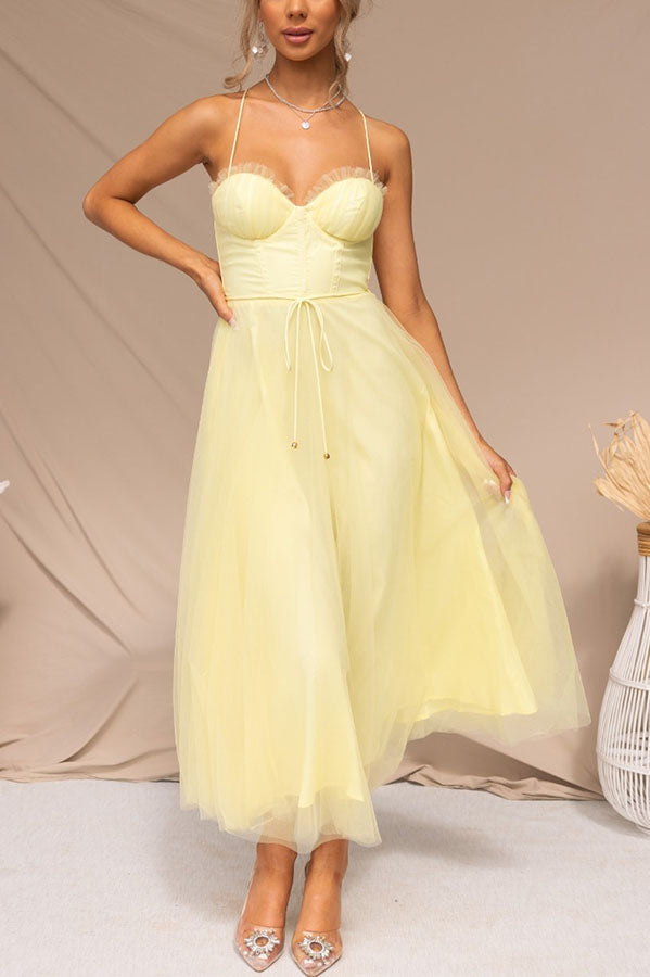 Robe de soirée bustier en mousseline - Anais