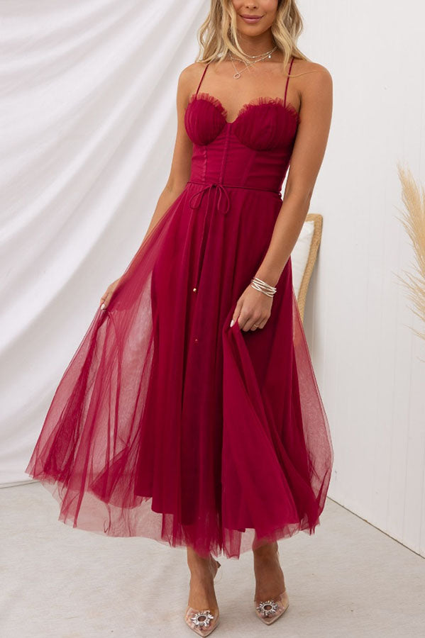 Robe de soirée bustier en mousseline - Anais