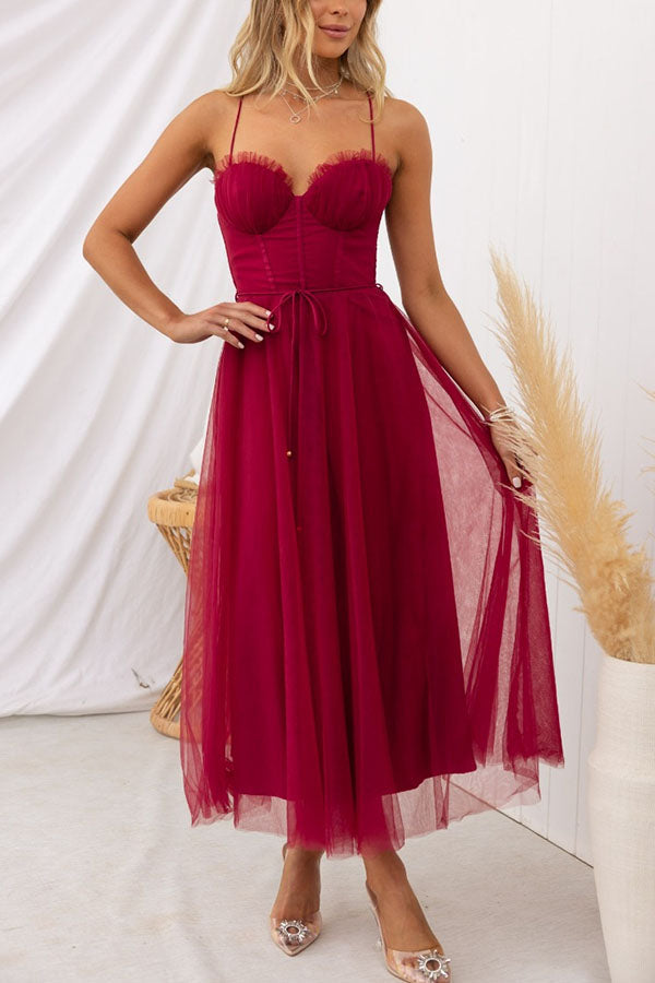 Robe de soirée bustier en mousseline - Anais