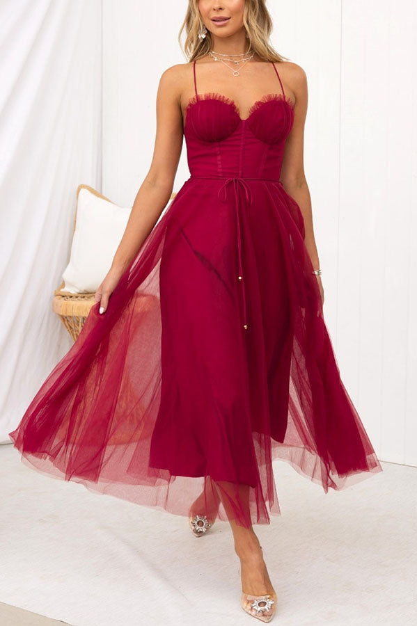 Robe de soirée bustier en mousseline - Anais