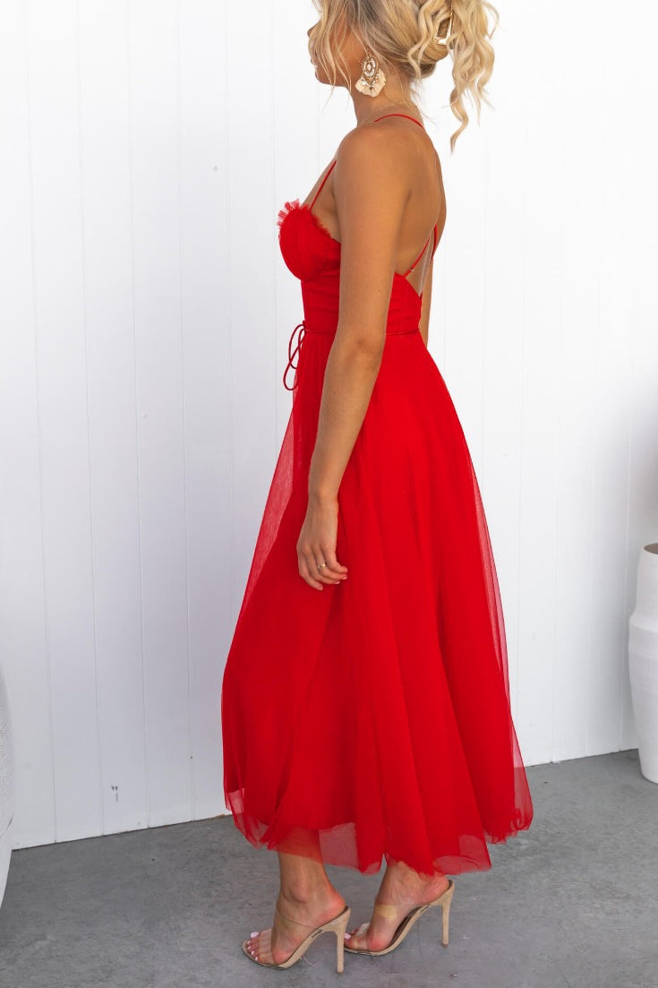 Robe de soirée bustier en mousseline - Anais