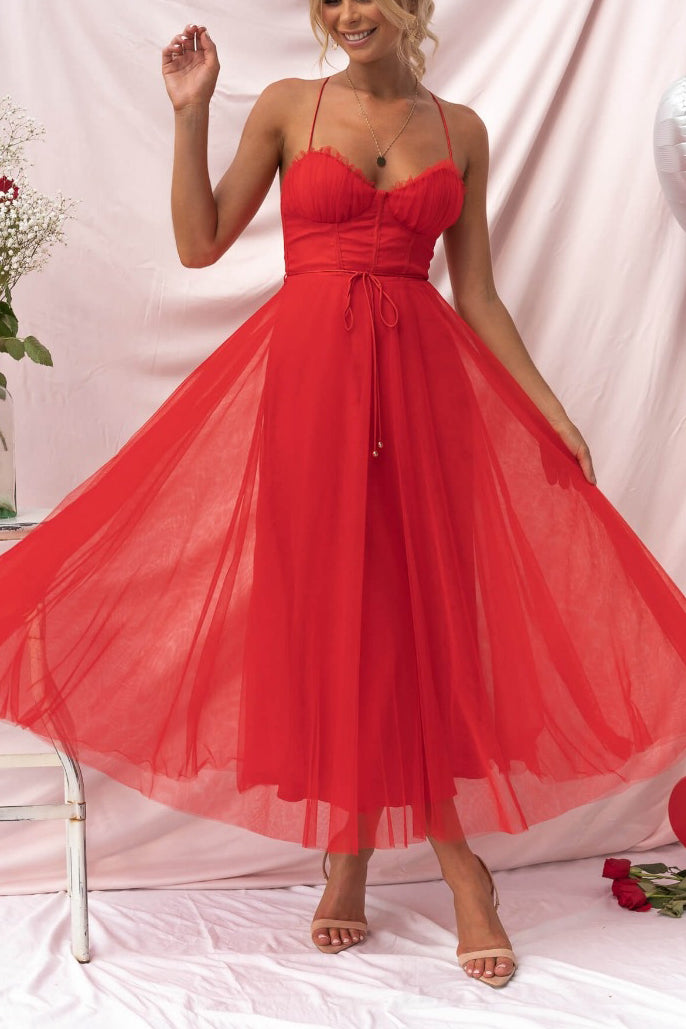 Robe de soirée bustier en mousseline - Anais