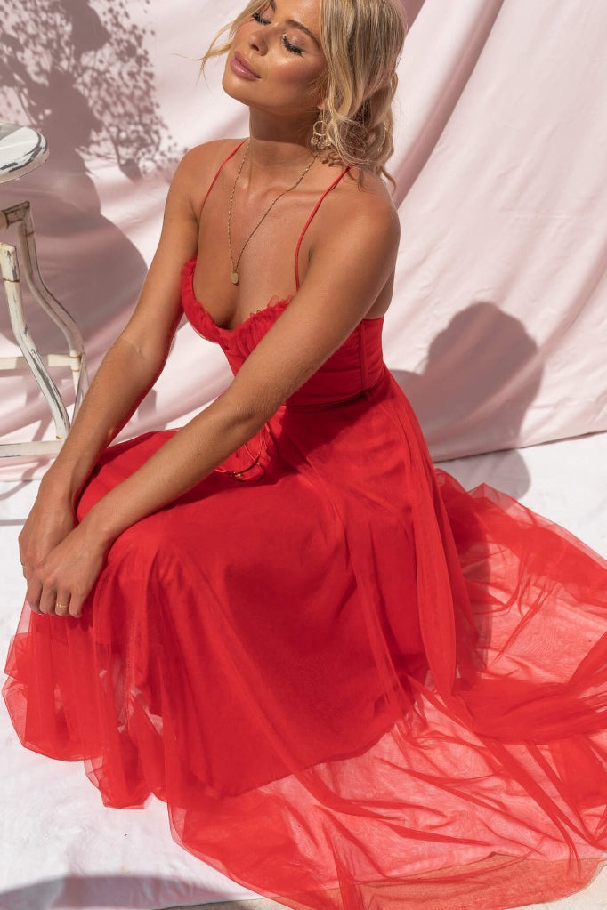 Robe de soirée bustier en mousseline - Anais