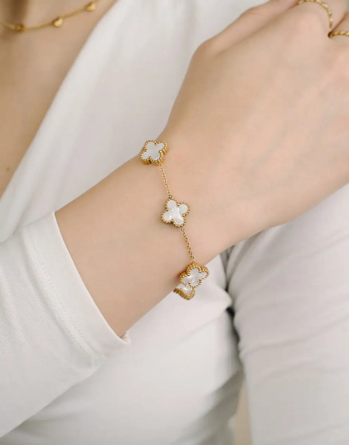 Armband Kleeblatt mit fünf Blättern Glücksbringer - Glücksbringer Schmuck aus Sterlingsilber