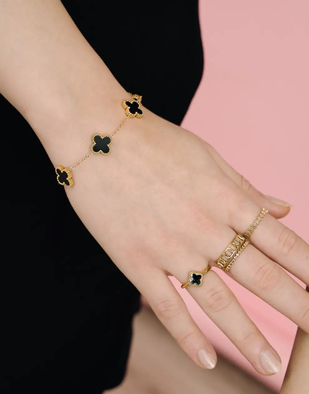 Armband Kleeblatt mit fünf Blättern Glücksbringer - Glücksbringer Schmuck aus Sterlingsilber