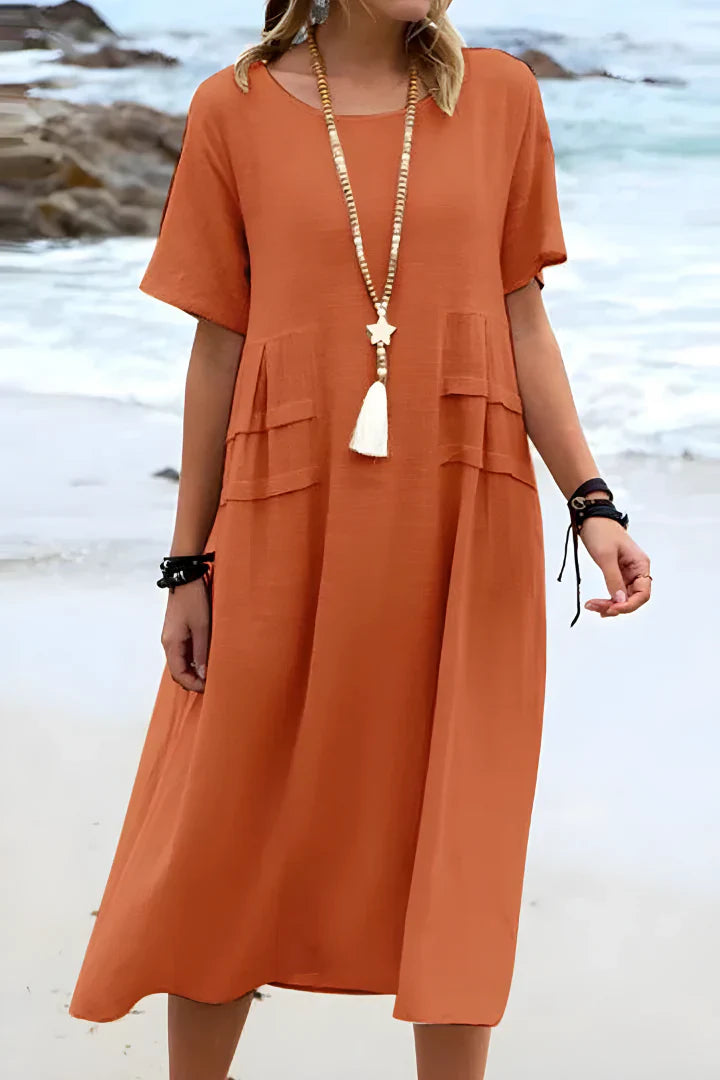 Weites und bequemes Strandkleid für Damen | Midi
