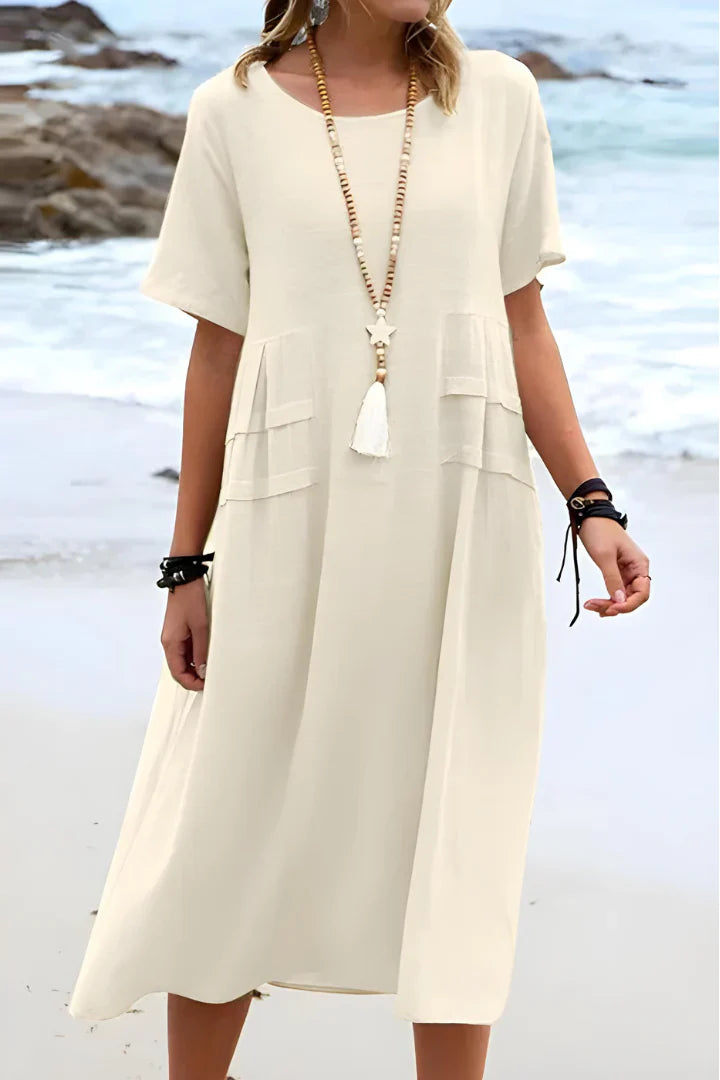 Weites und bequemes Strandkleid für Damen | Midi