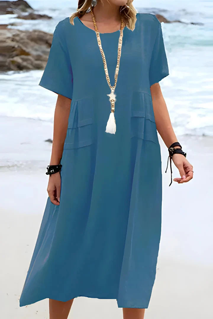 Weites und bequemes Strandkleid für Damen | Midi