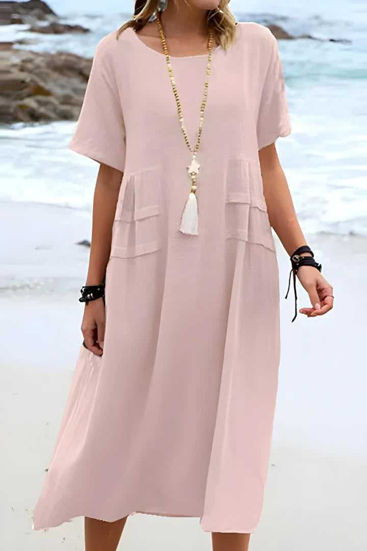 Weites und bequemes Strandkleid für Damen | Midi