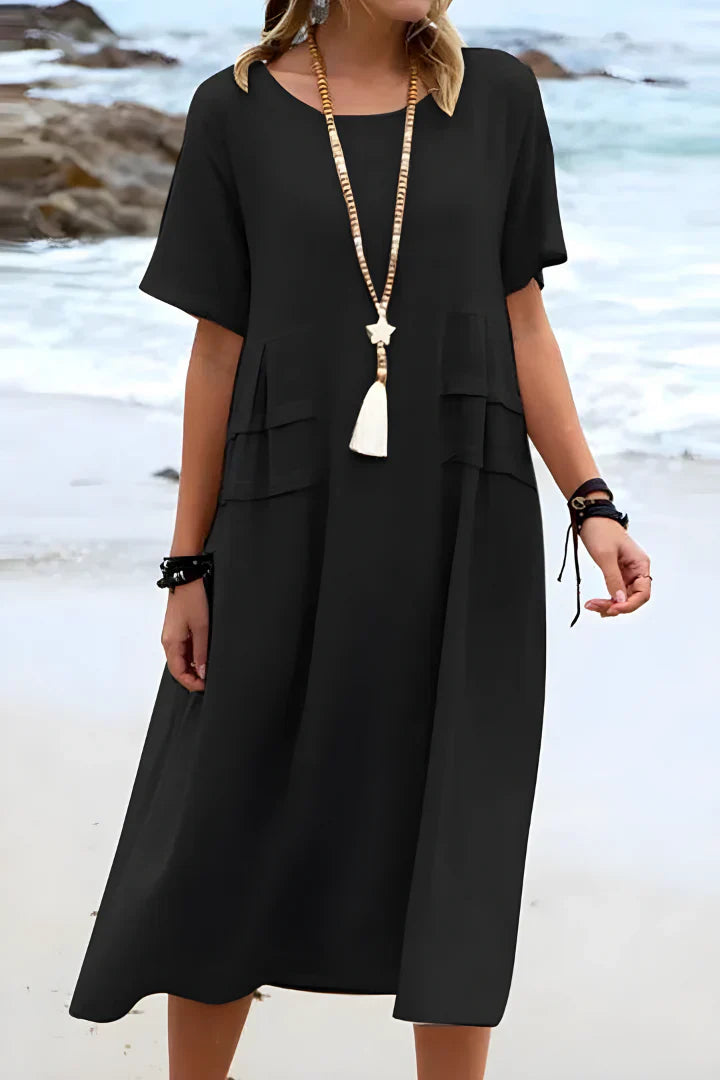 Weites und bequemes Strandkleid für Damen | Midi
