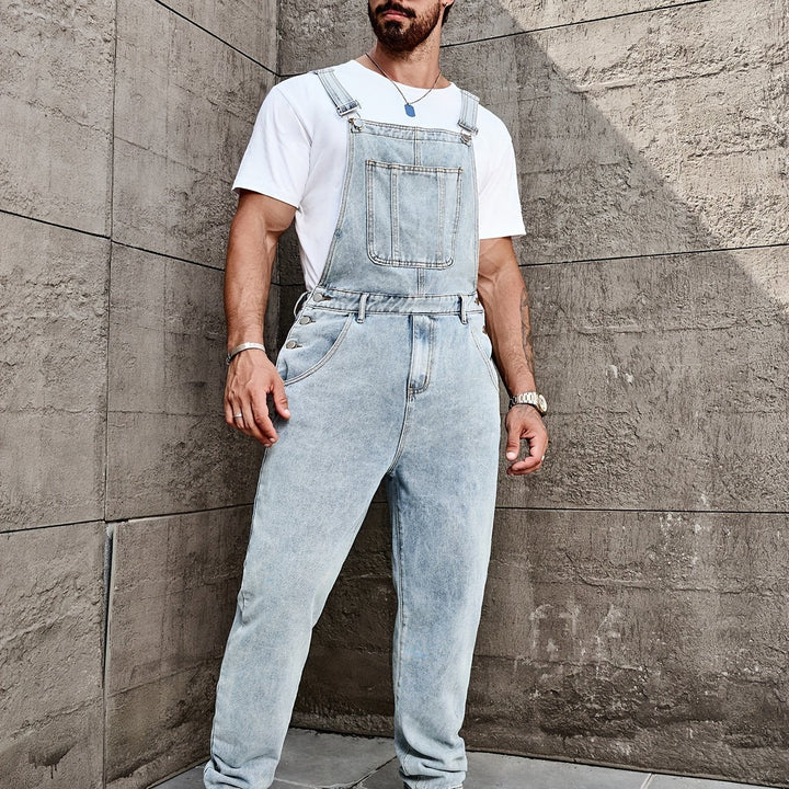 Men's denim overalls – Vintage straight cut, faded denim, urban and casual look