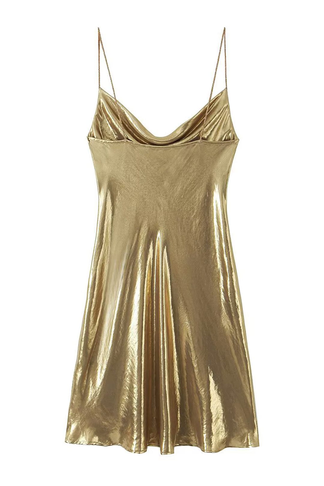 Eloise - Robe courte à col bénitier en tissu métallisé
