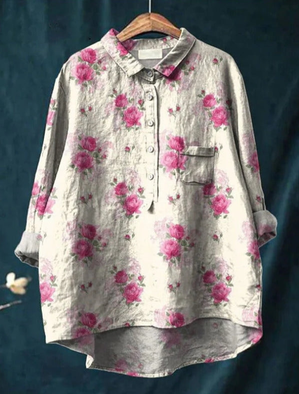 Chemisier élégant en soie à fleurs pour femmes - Confort et sophistication pour toutes les occasions